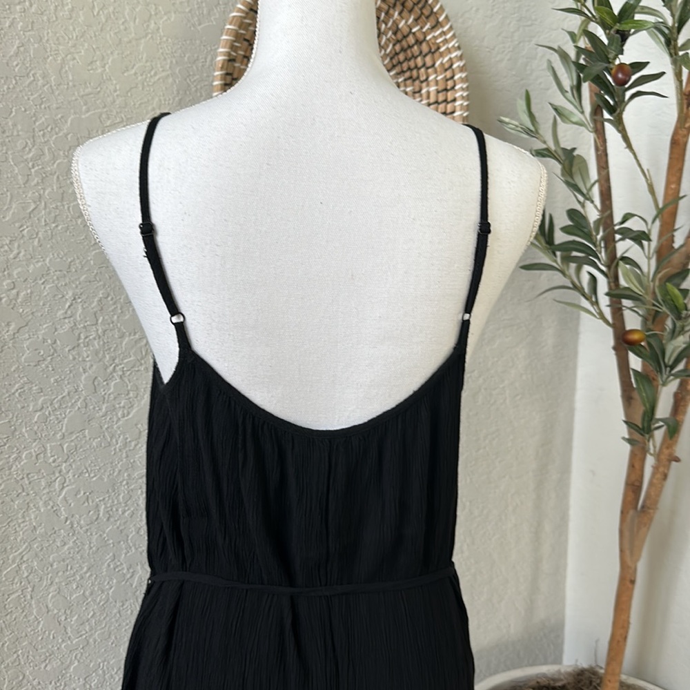 H&M LOGG Line Women’s Classic Black Midi Gauze Boho Dress Tassel Tie Size Small - Picture 8 of 13
